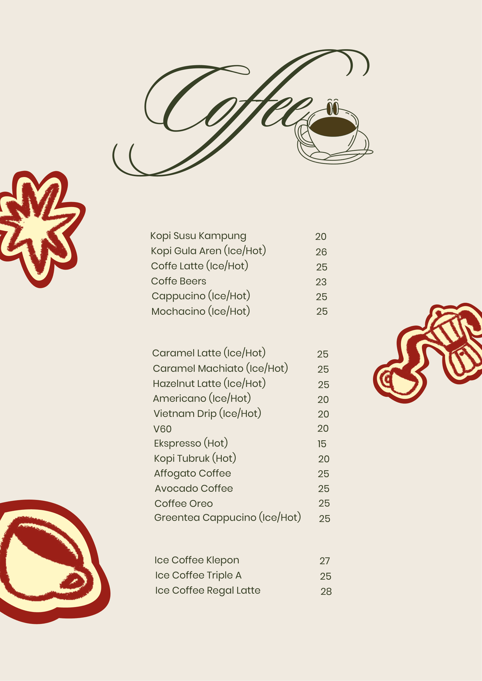 Coffee Menu